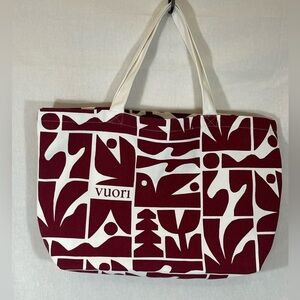 Vuori Canvas Tote Oversized Burgundy and White Graphic 2025 Limited Edition